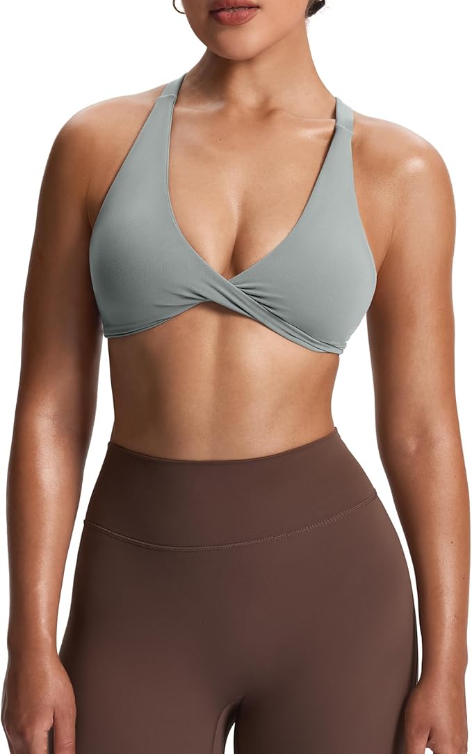 Aoxjox Women's Workout Sports Bras Fitness Satara Low Impact Bra Yoga Crop Tank