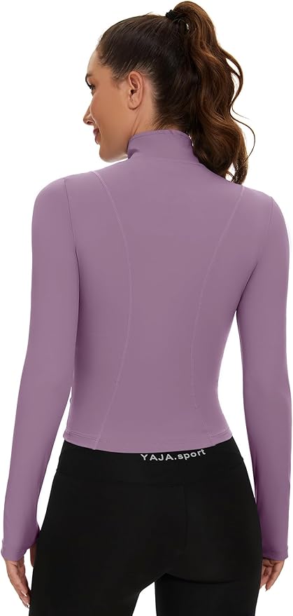Loovoo Women's Cropped Workout Jacket Zip Up Athletic Jackets Slim Fit Lightweight Running Sports Track Jacket 2025