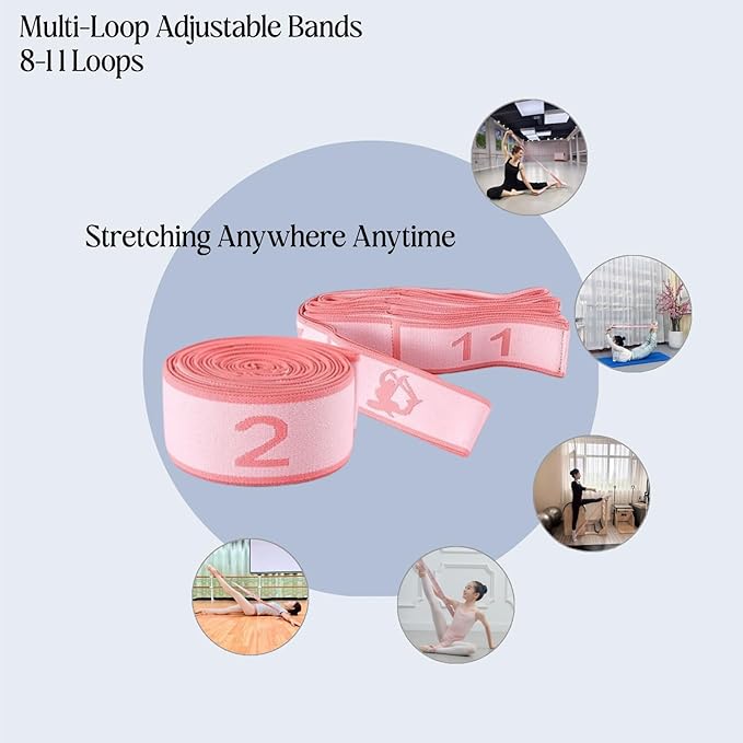 Multi-Loop Stretch Band - Yoga, Pilates, Ballet, and Physical Therapy Stretching Strap for Flexibility, Leg Stretching, and Exercise - Durable Stretching Equipment for Dance and Fitness