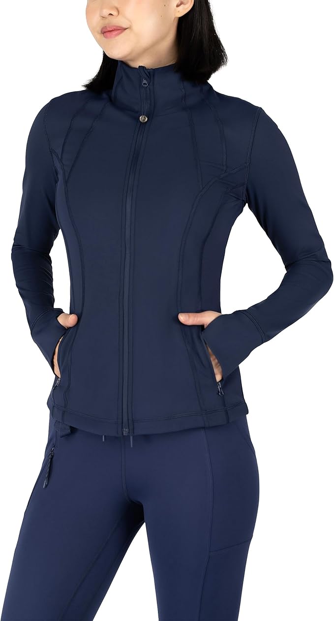 90 Degree By Reflex Full Zip Running Track Jacket Lightweight Athletic Slim Fit Jacket with Thumbholes