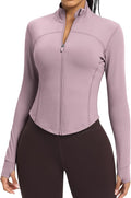 Women BBL Jacket Full Zip UP Workout Athletic Cropped Jacket wIth Thumb Holes Running Yoga Sportswear