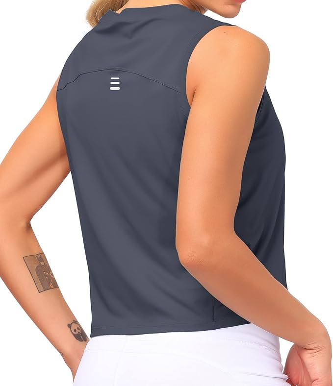 Dragon Fit Womens Ice Silk Workout Tank Tops Sleeveless Cropped Yoga Shirt for Running Gym Summer