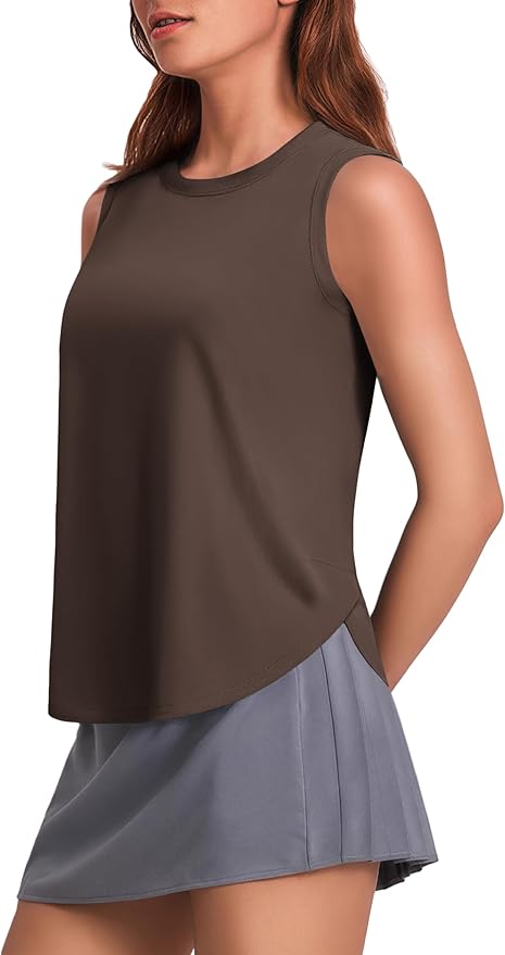 PINSPARK Workout Tank Tops Woman UPF 50+ Yoga Tanks Quick Dry Sleeveless Gym Shirts with Side Slits Loose Fit Athletic Top