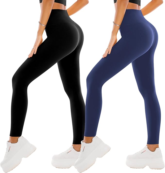 SINOPHANT High Waisted Leggings for Women - 2 Packs Buttery Soft Yoga Pants for Workout Athletic