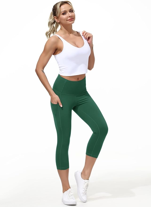 Dragon Fit High Waist Yoga Leggings with 3 Pockets,Tummy Control Workout Running 4 Way Stretch Yoga Pants