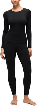 CRZ YOGA Softembrace Fleece Lined Thermal Underwear Set for Women - Soft Casual Base Layer Long Johns Warm Pajamas Top Bottom