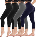 4 Pack Capri Leggings for Women - High Waisted Capris Tummy Control Yoga Pants with Pockets Workout Cycling Tights