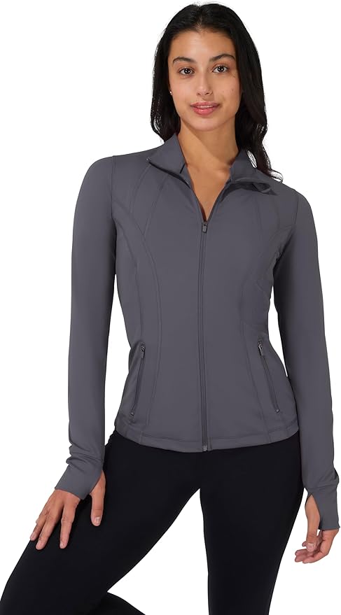 90 Degree By Reflex Full Zip Running Track Jacket Lightweight Athletic Slim Fit Jacket with Thumbholes