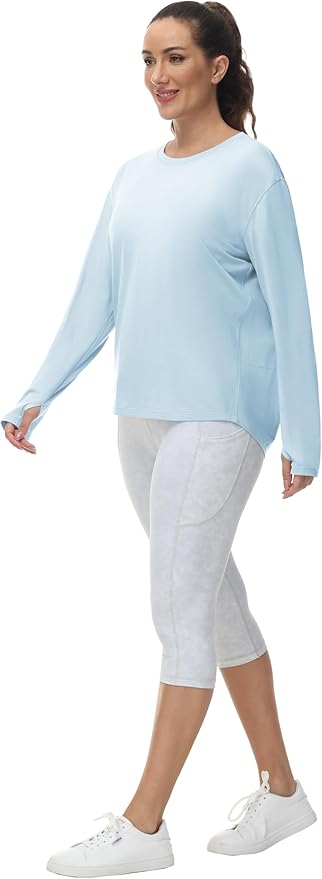 THE GYM PEOPLE Women's Long Sleeve Workout Shirts Back Loose Fit Running Tee Tops with Thumb Hole