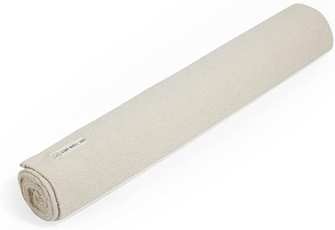 Live Well 360 Handmade Organic Cotton Yoga Mat - Non-Toxic, Chemical-free and All Natural Cloth Yoga Mat - Exercise, Workout, & Fitness Rug - Woven Material - Absorbent & Washable - 78" x 27"