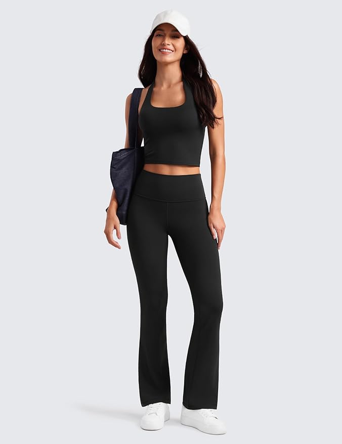 CRZ YOGA Butterluxe Flare Leggings 29"/30.5"/32"/33.5" - High Waist Bootcut Wide Leg Lounge Womens Yoga Pants with Pocket