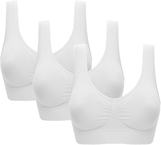 Vermilion Bird Women's 3 Pack Seamless Comfortable Sports Bra with Removable Pads