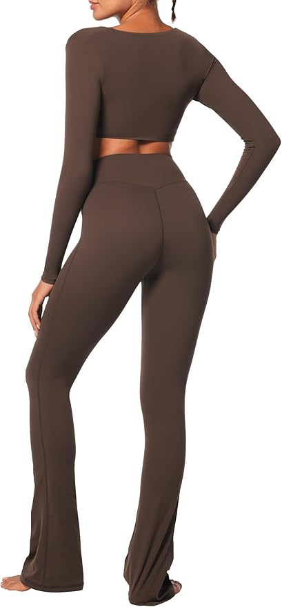 Sunzel Long Sleeve Workout Tops for Women Buttery Soft Deep V Twist Cropped Tops with Compression for Yoga Pilates Gym Outfit
