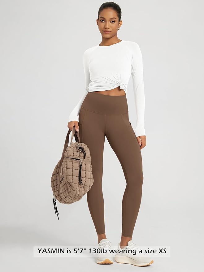 ODODOS Women's High Waisted Yoga Leggings with Pockets, Tummy Control Non See Through Workout Athletic Running Yoga Pants