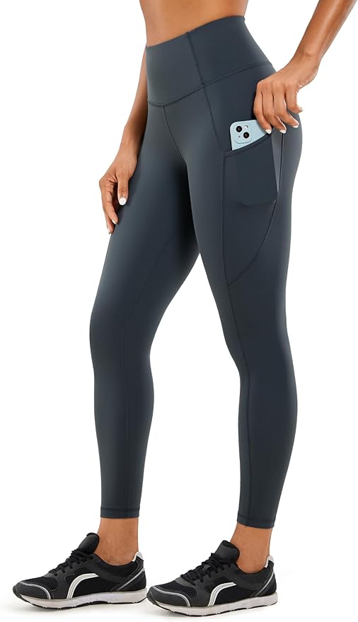 CRZ YOGA Naked Feeling Workout Leggings Pockets 25'' - High Waisted Womens Yoga Pants Running Tights