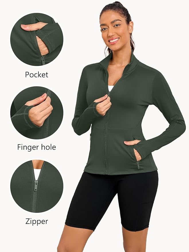 VUTRU Women's Workout Yoga Jacket Full Zip Running Athletic Track Jacket