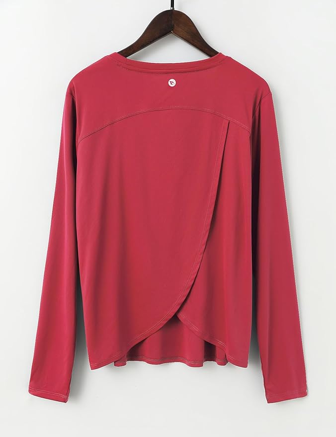baleaf Women's Running Sun Shirts Long Sleeve UPF 50+ Workout Tops UV Athletic Split Back Quick Dry Lightweight