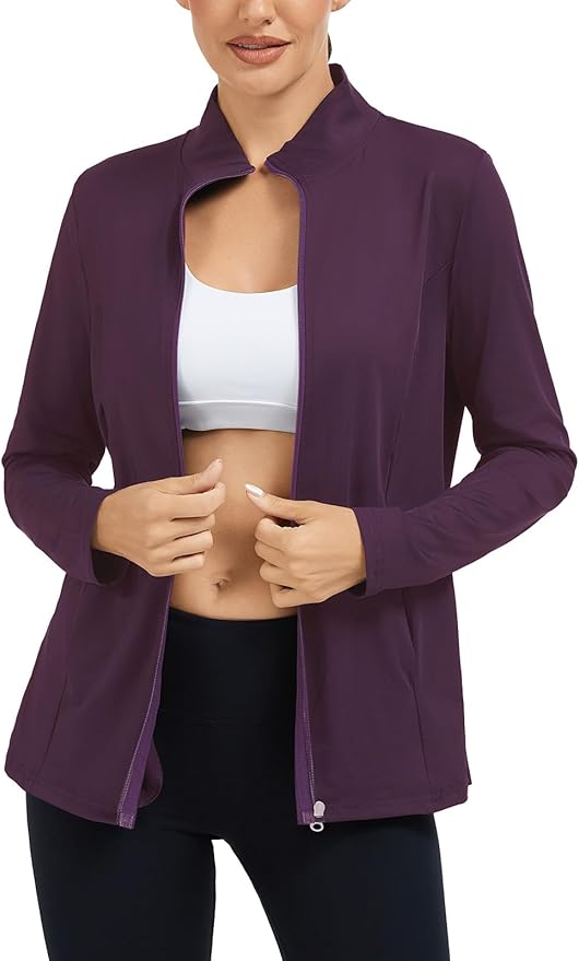 LURANEE Women's Golf Athletic Jackets with Pleated Tennis Skirt Hem Lightweight Full Zip Long Sleeve Shirts with Pockets