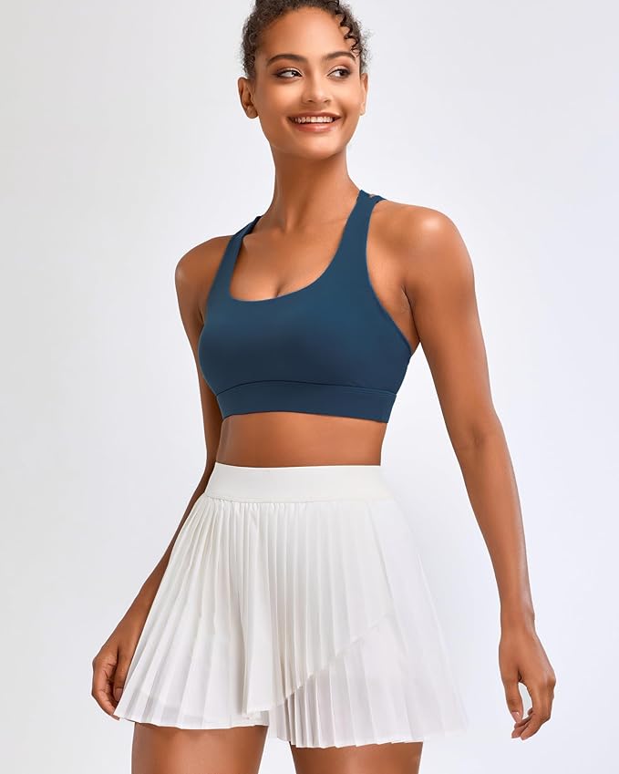 RUNNING GIRL High Impact Sports Bras for Women - Scoop Neck Strappy Sports Bra High Support Moulded Cup Workout Bra