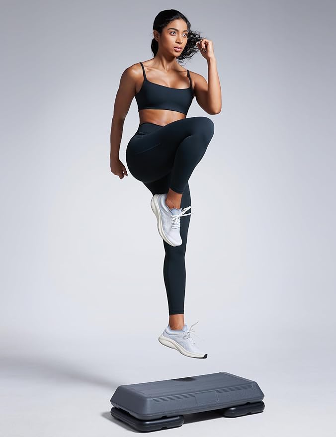 CRZ YOGA Butterbreeze Scoop Neck Sports Bras for Women - Spaghetti Straps Wireless Workout Padded Gym Cami Top