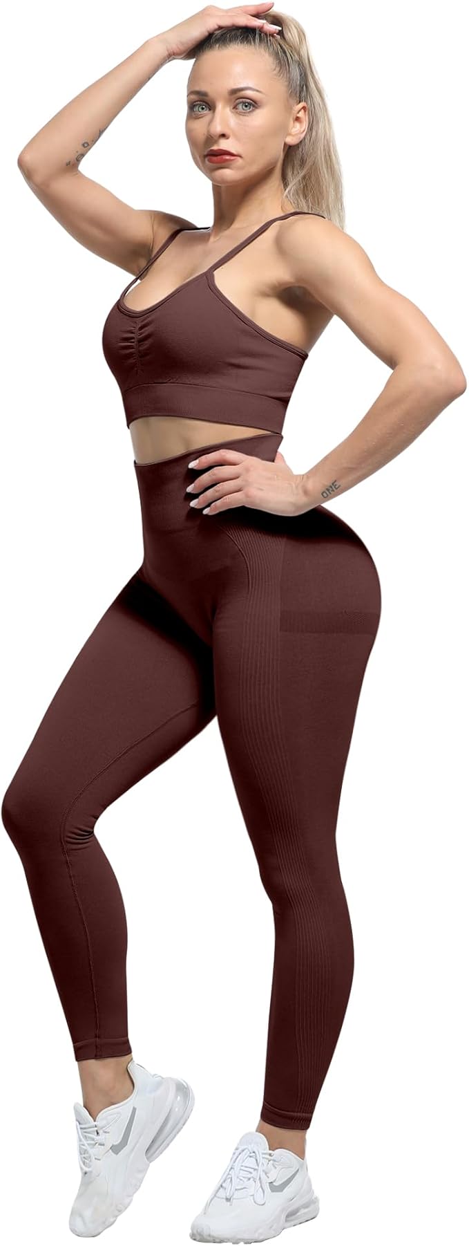 CHRLEISURE Workout Leggings Sets for Women, Gym Scrunch Butt Butt Lifting Seamless Leggings 3 Piece