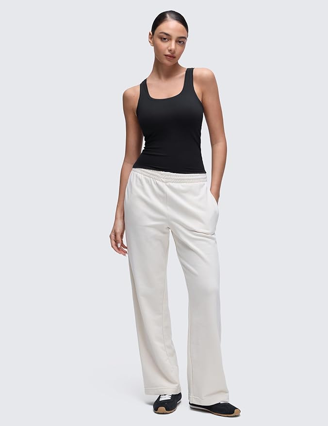 CRZ YOGA Softembrace Scoop Neck Tank Tops for Women - Casual Going Out Soft Double Lined Crop Basic Sleeveless Shirts