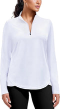 PINSPARK Workout Tops for Women Long Sleeve Athletic Shirt Quarter Zip Running Shirts Stretchy UPF 50+ Yoga Hiking Tee Top