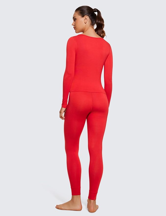 CRZ YOGA Soft Thermal Underwear Sets for Women Lightweight Long Johns Base Layer Pajamas Warm Top Bottom