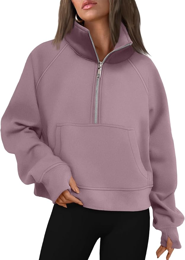 AUTOMET Womens Sweatshirts Half Zip Cropped Pullover Fleece Quarter Zipper Hoodies 2026 Fall Fashion Outfits Clothes
