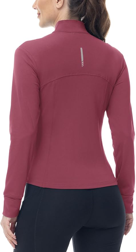 BGOWATU Women's Workout Jacket Lightweight Zip up Running Athletic Jackets with Thumb Holes