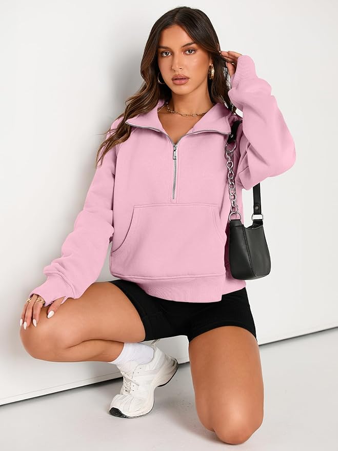 AUTOMET Womens Sweatshirts Half Zip Cropped Pullover Fleece Quarter Zipper Hoodies 2026 Fall Fashion Outfits Clothes