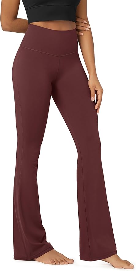 ODODOS Women's Powerful Tummy Control Flared Yoga Pants 2.0 High Waist Workout Bootcut Leggings with Inner Pocket- 29" / 31"
