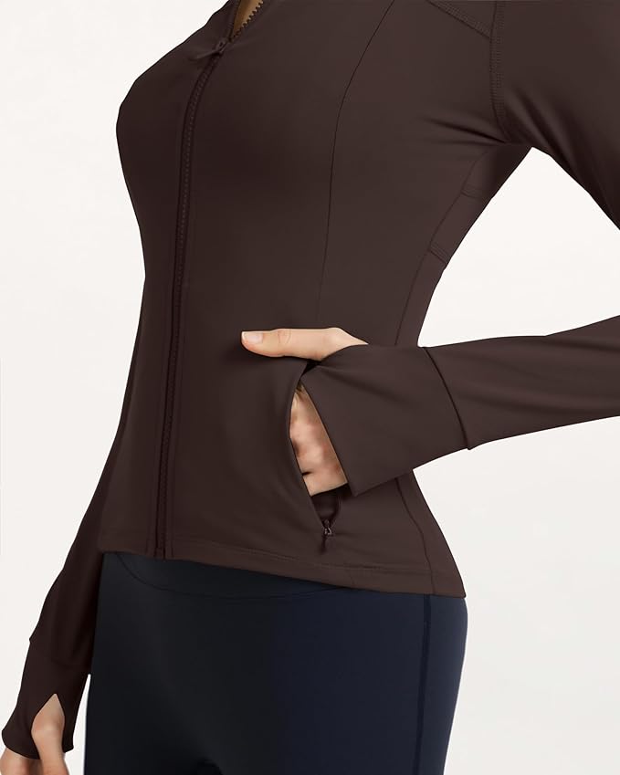 Gacaky Women's Slim Fit Workout Running Track Jackets Full Zip-up Yoga Athletic Jacket with Thumb Holes