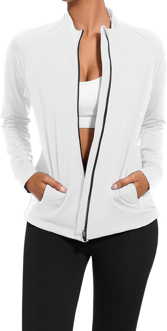 bpbtti Women's Polar Fleece Zip Up Workout Jackets with Pockets Slim Fit Cottony Soft Jacket for Running Athletic Yoga