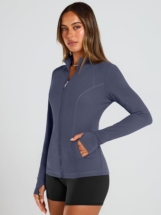 Trendy Queen Womens Lightweight Zip Up Jackets 2026 Athletic Workout Hoodies Spring Shirt Fitted Gym Clothes with Pocket