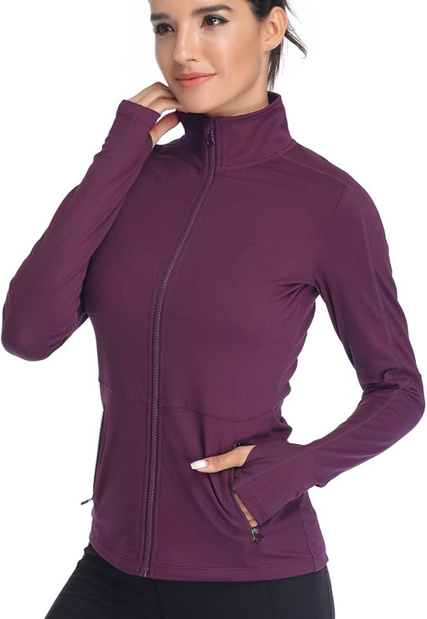 VUTRU Women's Workout Yoga Jacket Full Zip Running Athletic Track Jacket