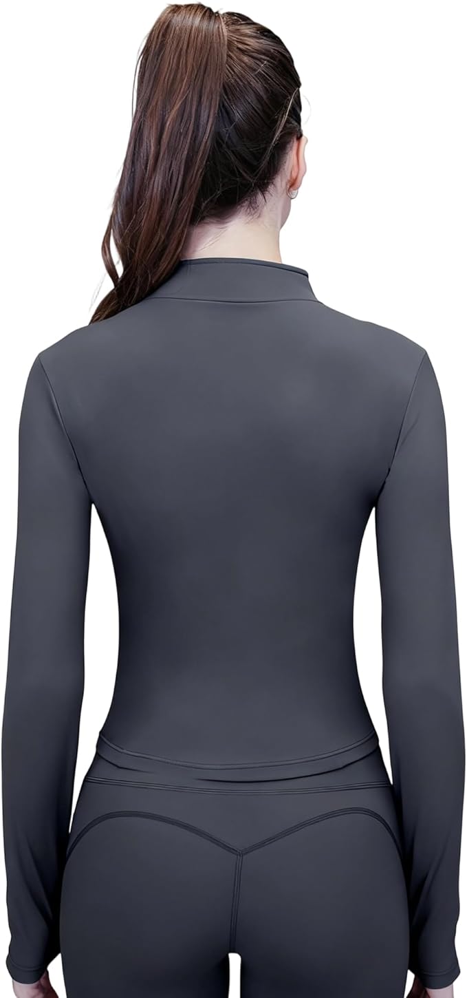 Women's Yoga Jacket Lightweight Zip Up - Workout Jackets for Running Gym Athletic Tops Full Zip