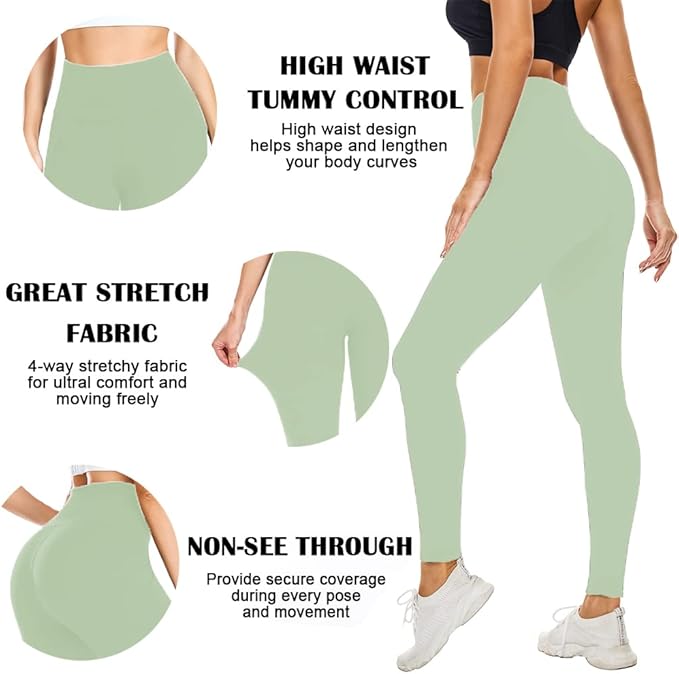 FULLSOFT Buttery Soft Leggings for Women - High Waisted Tummy Control No See Through Workout Yoga Cycling Tights Pants