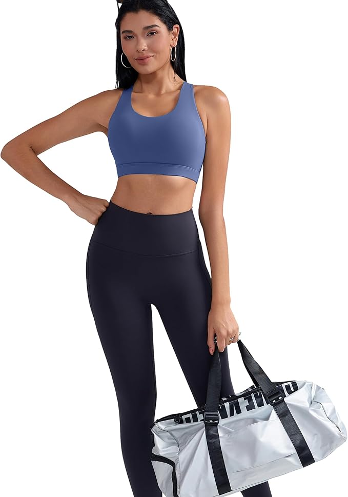 RUNNING GIRL Sports Bras for Women,Padded Strappy Sports Bras Criss-Cross Back Medium Support Sports Bras with Removable Cups