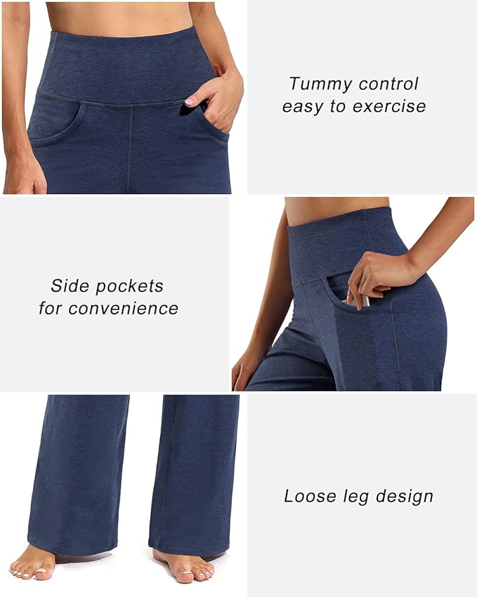 Promover Wide Leg Pants Woman Yoga Pants with Pockets Stretch Loose Casual Lounge Sweatpants Petite/Regular/Tall