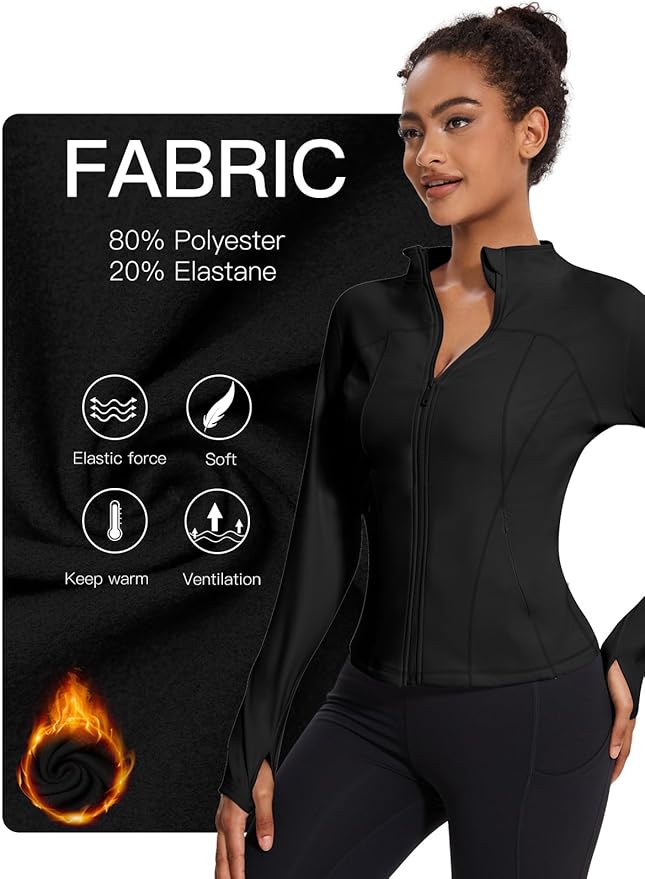 VUTRU Womens Workout Yoga Jacket Lightweight Zip Up Athletic Jacket Lightweight Cropped Jacekt with Pockets