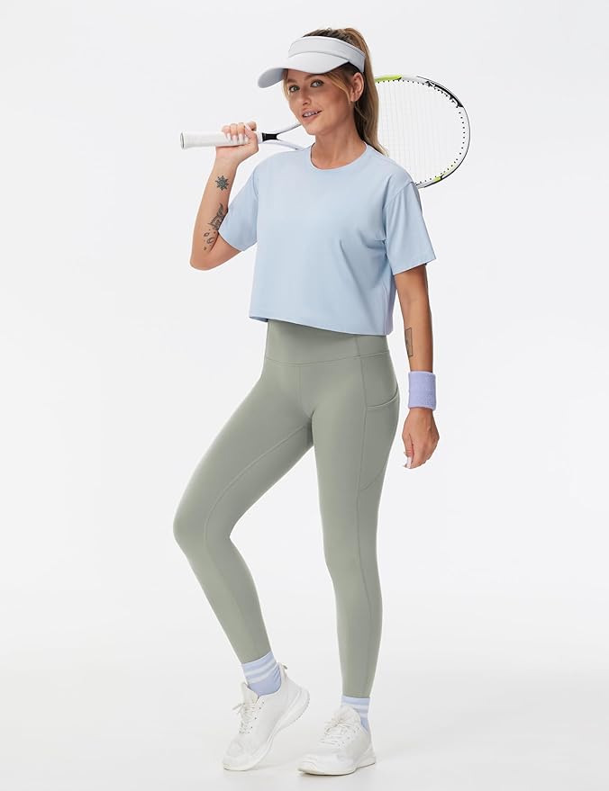 THE GYM PEOPLE Thick High Waist Yoga Pants with Pockets, Tummy Control Workout Running Yoga Leggings for Women