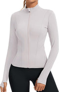 Rapbin Women's Slim Fit Workout Jackets Full Zip Long Sleeve Running Athletic Tops Yoga Shirts with Thumb Holes