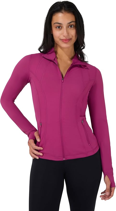 90 Degree By Reflex Full Zip Running Track Jacket Lightweight Athletic Slim Fit Jacket with Thumbholes
