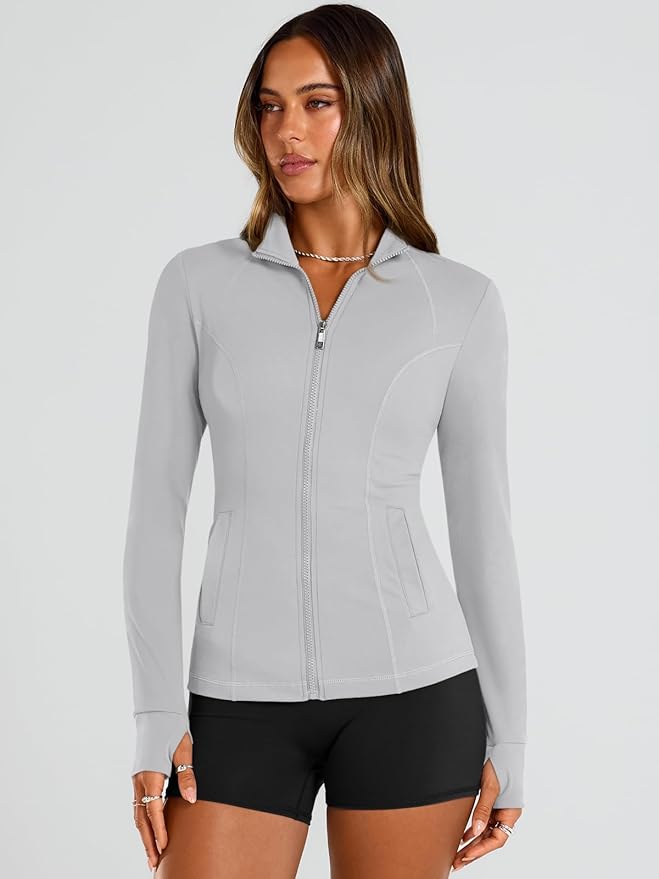 Trendy Queen Womens Lightweight Zip Up Jackets 2026 Athletic Workout Hoodies Spring Shirt Fitted Gym Clothes with Pocket