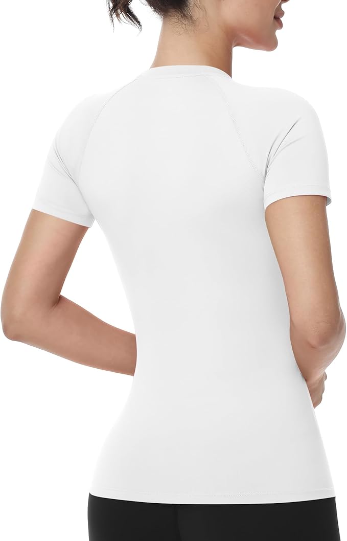 Runhit Compression Shirt Women Short Sleeve Workout Tops Athletic Gym Moisture Wicking T-Shirt Running Yoga Base Layer