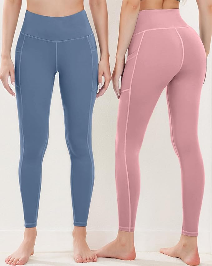 Dimore 4 Pack Workout Leggings for Women with Pockets,High Waisted Tummy Control Yoga Pants for Workout Running