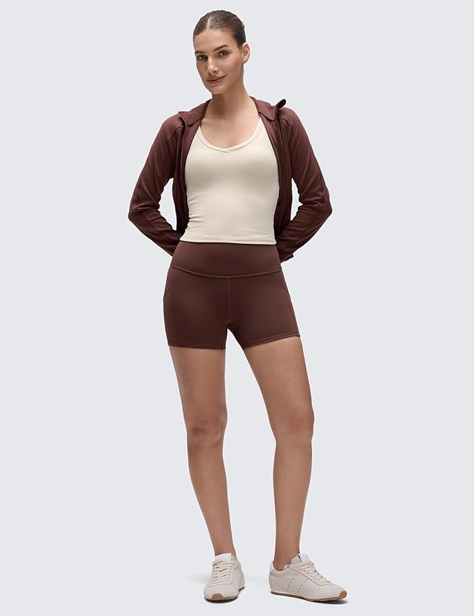 CRZ YOGA Butterluxe Soft Double Lined V Neck Tank Tops for Women - Yoga Casual Camisole Racerback Tight Sleeveless Shirt