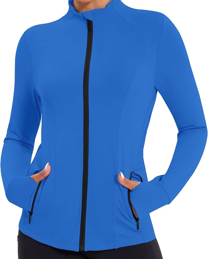 Workout Jackets for Women Lightweight Running Sweat Jackets Full Zip Up Exercise Yoga Athletic Clothes with Pockets
