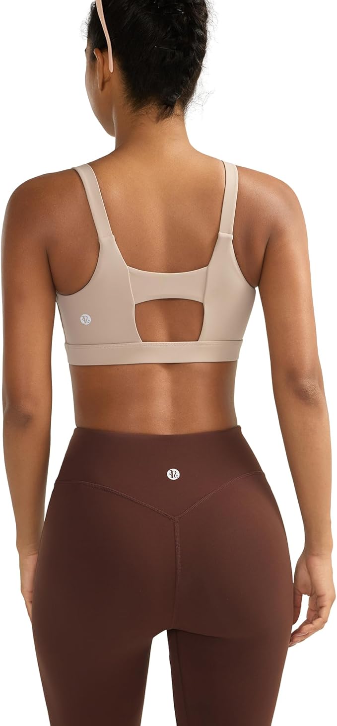 RUNNING GIRL Sports Bra for Women High Support, Molded Cup High Impact Sports Bras with Sewn in Pads